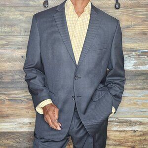 Brooks Brothers 1818 Madison Vitale Italy Gray Wool Striped Suit 44S X 38W